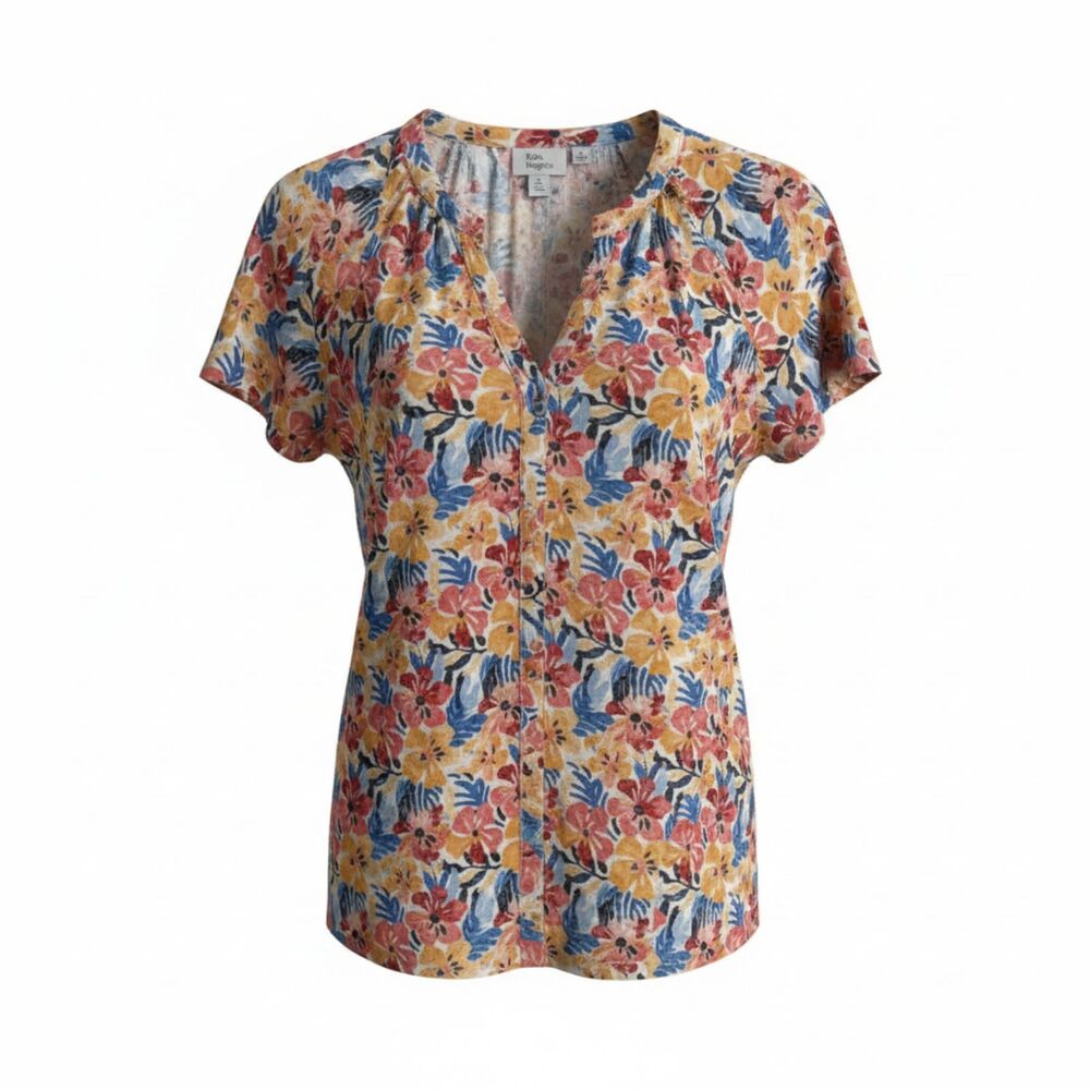 Kim Rogers Women’s Large Floral Print Blouse Multicolor Top L